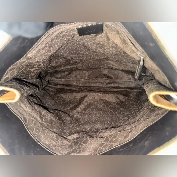 Gucci Vintage khaki brown canvas and leather trim web detail hobo. - Picture 9 of 15